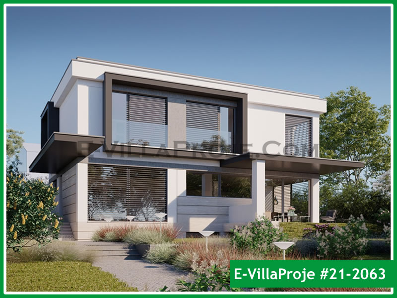 234 m² 2 Katlı (Dubleks) 5+1 Modern Çelik Konstrüksiyon Villa (Ev Villa Proje #21 - 2063) Cephe Görünümü ve Kat Planı