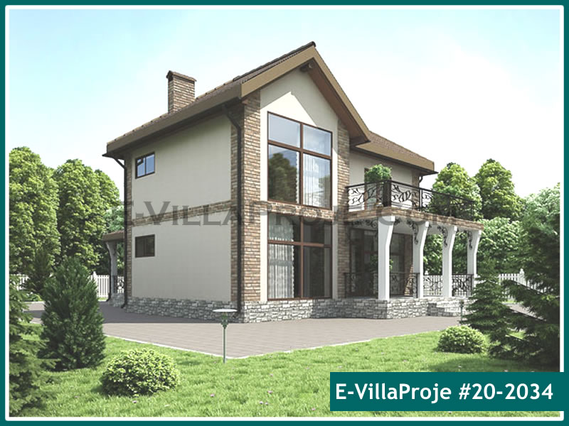 234 m² 2 Katlı (Dubleks) 5+1 Özel Tasarım  Proje Çelik Konstrüksiyon Villa (Ev Villa Proje #20 - 2034) Cephe Görünümü ve Kat Planı