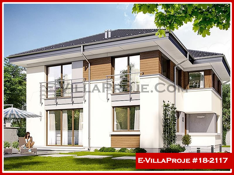 235 m² 2 Katlı (Dubleks) 5+1 Modern Çelik Konstrüksiyon Villa (Ev Villa Proje #18 - 2117) Cephe Görünümü ve Kat Planı