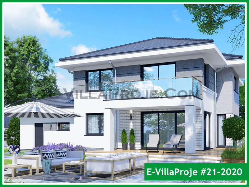 235 m² 2 Katlı (Dubleks) 5+1 Modern Çelik Konstrüksiyon Villa (Ev Villa Proje #21 - 2020) Cephe Görünümü ve Kat Planı