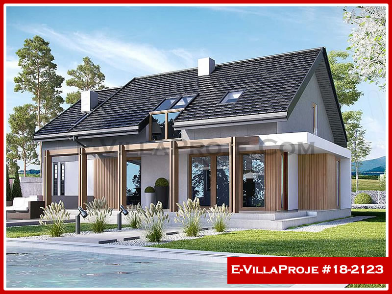 235 m² 2 Katlı (Dubleks) 5+1 Şehir Tarzı lar Çelik Konstrüksiyon Villa (Ev Villa Proje #18 - 2123) Cephe Görünümü ve Kat Planı