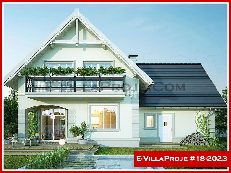 236 m² 2 Katlı (Dubleks) 5+1 Amerikan Çelik Konstrüksiyon Villa (Ev Villa Proje #18 - 2023) Cephe Görünümü ve Kat Planı