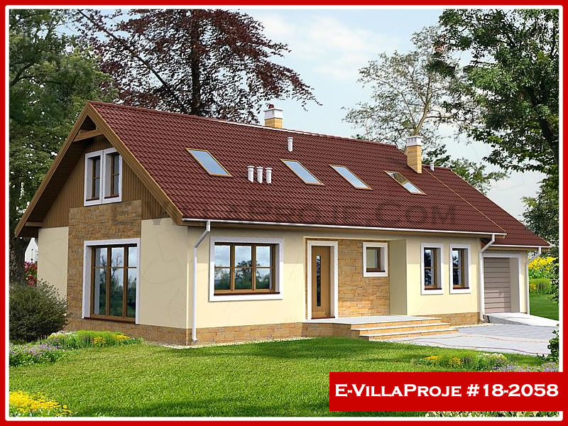 236 m² 2 Katlı (Dubleks) 5+1 Çiftlik Çelik Konstrüksiyon Villa (Ev Villa Proje #18 - 2058) Cephe Görünümü ve Kat Planı