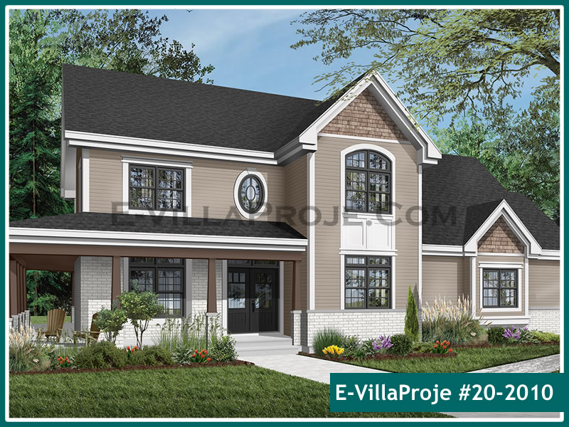 237 m² 2 Katlı (Dubleks) 5+1 Amerikan Çelik Konstrüksiyon Villa (Ev Villa Proje #20 - 2010) Cephe Görünümü ve Kat Planı