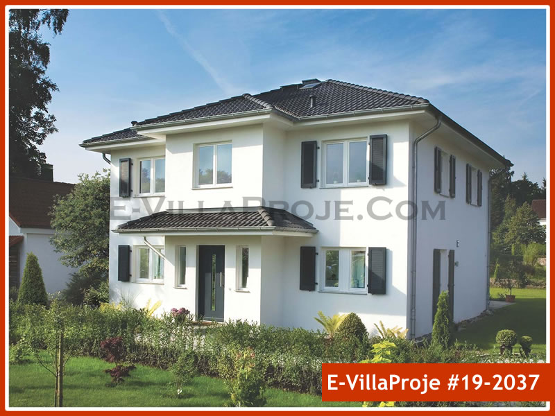238 m² 2 Katlı (Dubleks) 5+1 Ekonomik Çelik Konstrüksiyon Villa (Ev Villa Proje #19 - 2037) Cephe Görünümü ve Kat Planı