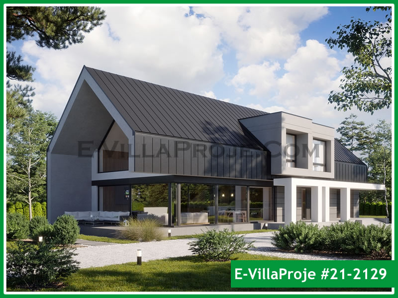 239 m² 2 Katlı (Dubleks) 5+1 Amerikan Çelik Konstrüksiyon Villa (Ev Villa Proje #21 - 2129) Cephe Görünümü ve Kat Planı