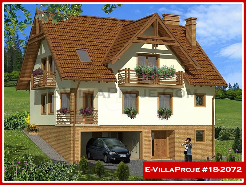 239 m² 2 Katlı (Dubleks) 5+1 Havuzlu Çelik Konstrüksiyon Villa (Ev Villa Proje #18 - 2072) Cephe Görünümü ve Kat Planı