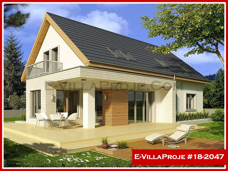 240 m² 2 Katlı (Dubleks) 5+1 Modern Çelik Konstrüksiyon Villa (Ev Villa Proje #18 - 2047) Cephe Görünümü ve Kat Planı