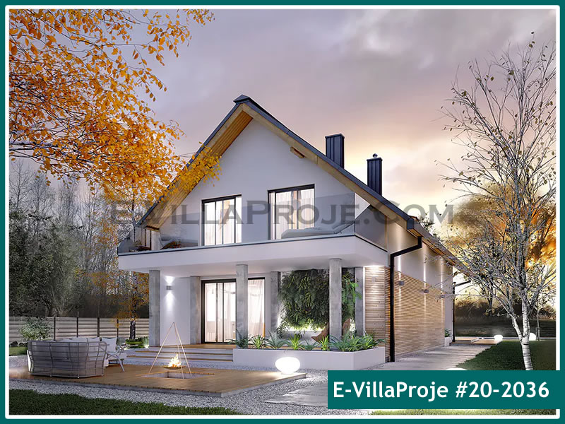 240 m² 2 Katlı (Dubleks) 5+1 Modern Çelik Konstrüksiyon Villa (Ev Villa Proje #20 - 2036) Cephe Görünümü ve Kat Planı