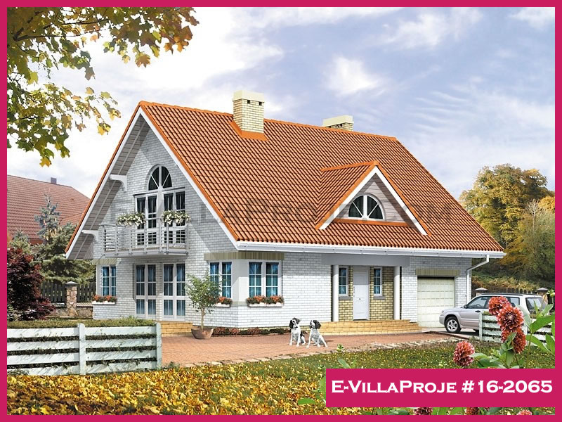 241 m² 2 Katlı (Dubleks) 5+1 Amerikan Çelik Konstrüksiyon Villa (Ev Villa Proje #16 - 2065) Cephe Görünümü ve Kat Planı