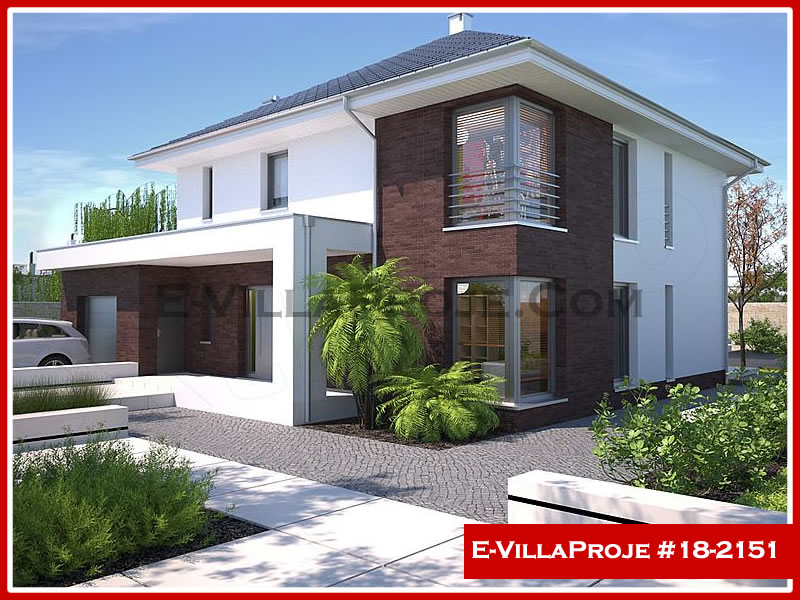 241 m² 2 Katlı (Dubleks) 5+1 Modern Çelik Konstrüksiyon Villa (Ev Villa Proje #18 - 2151) Cephe Görünümü ve Kat Planı