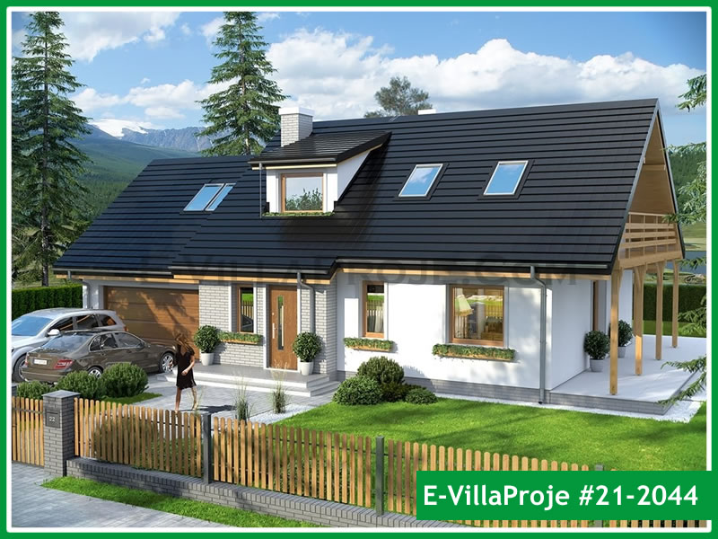 246 m² 2 Katlı (Dubleks) 5+1 Amerikan Çelik Konstrüksiyon Villa (Ev Villa Proje #21 - 2044) Cephe Görünümü ve Kat Planı