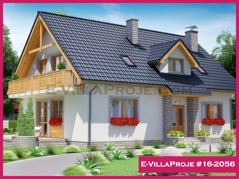 247 m² 2 Katlı (Dubleks) 5+1 Modern Çelik Konstrüksiyon Villa (Ev Villa Proje #16 - 2056) Cephe Görünümü ve Kat Planı