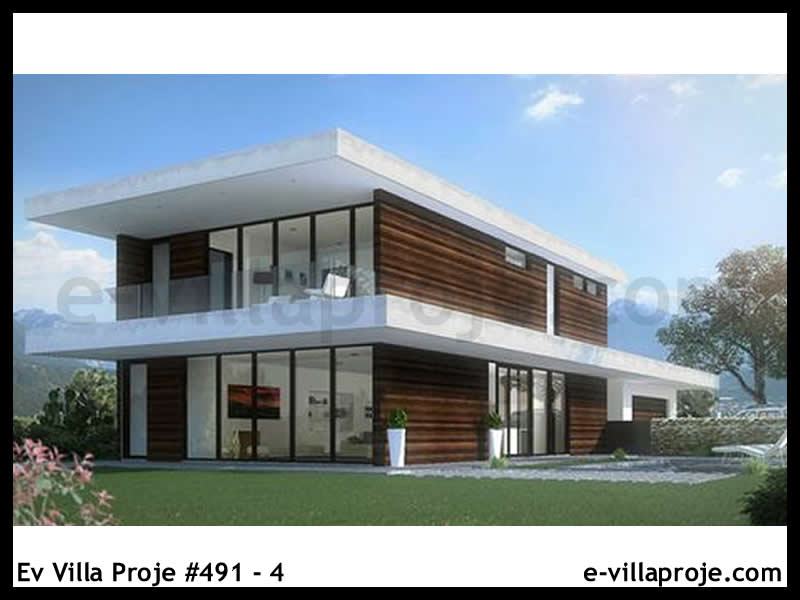 248 m² 2 Katlı (Dubleks) 5+1 Modern Çelik Konstrüksiyon Villa (Ev Villa Proje #491 - 4) Cephe Görünümü ve Kat Planı