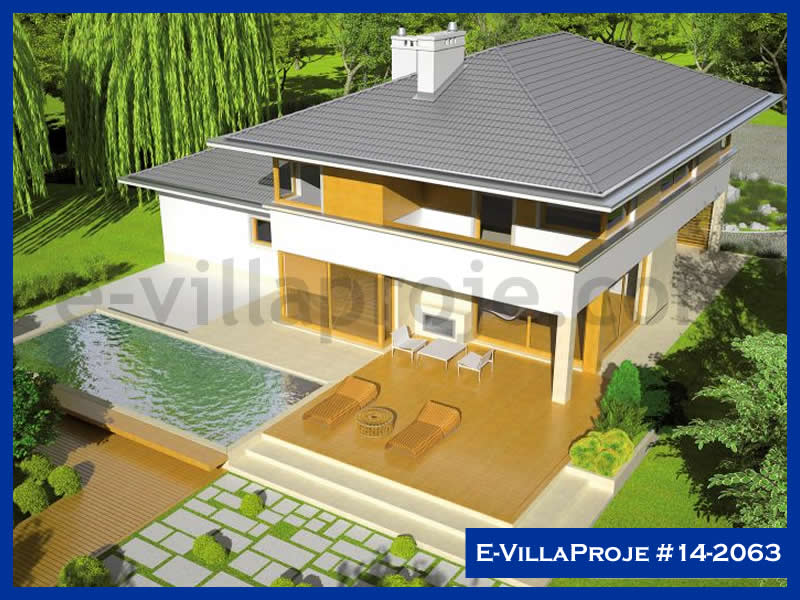 249 m² 2 Katlı (Dubleks) 5+1 Havuzlu Çelik Konstrüksiyon Villa (Ev Villa Proje #14 - 2063) Cephe Görünümü ve Kat Planı
