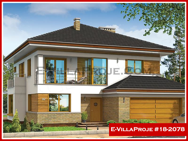 252 m² 2 Katlı (Dubleks) 5+1 Şehir Tarzı lar Çelik Konstrüksiyon Villa (Ev Villa Proje #18 - 2078) Cephe Görünümü ve Kat Planı