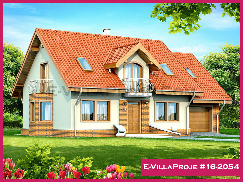 255 m² 2 Katlı (Dubleks) 5+1 Amerikan Çelik Konstrüksiyon Villa (Ev Villa Proje #16 - 2054) Cephe Görünümü ve Kat Planı