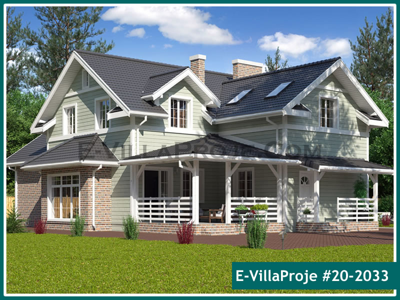 255 m² 2 Katlı (Dubleks) 5+1 Amerikan Çelik Konstrüksiyon Villa (Ev Villa Proje #20 - 2033) Cephe Görünümü ve Kat Planı