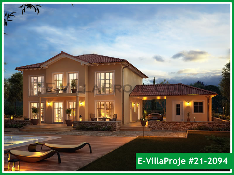 255 m² 2 Katlı (Dubleks) 5+1 Amerikan Çelik Konstrüksiyon Villa (Ev Villa Proje #21 - 2094) Cephe Görünümü ve Kat Planı