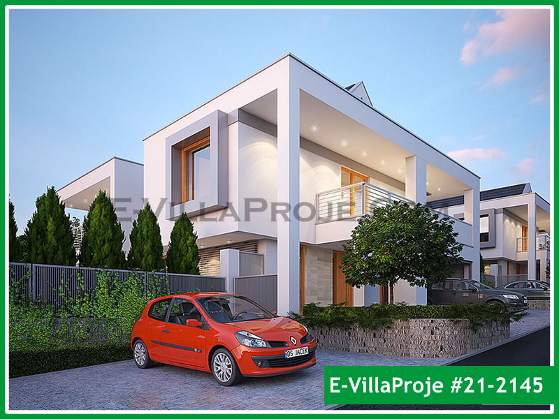 255 m² 2 Katlı (Dubleks) 5+1 Modern Çelik Konstrüksiyon Villa (Ev Villa Proje #21 - 2145) Cephe Görünümü ve Kat Planı