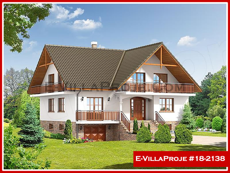 256 m² 2 Katlı (Dubleks) 5+1 Amerikan Çelik Konstrüksiyon Villa (Ev Villa Proje #18 - 2138) Cephe Görünümü ve Kat Planı