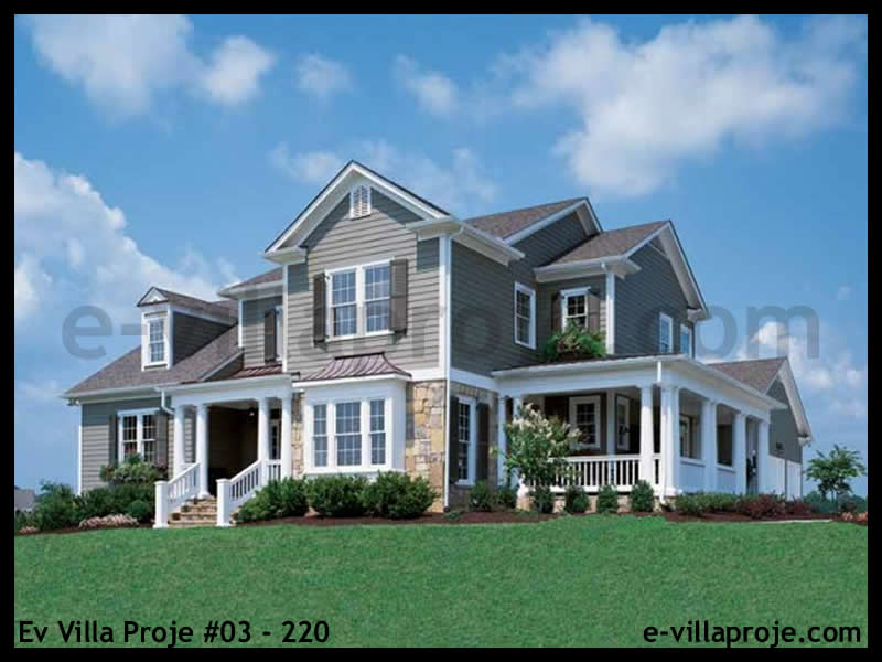 256 m² 2 Katlı (Dubleks) 5+1 Çiftlik Çelik Konstrüksiyon Villa (Ev Villa Proje #03 - 220) Cephe Görünümü ve Kat Planı