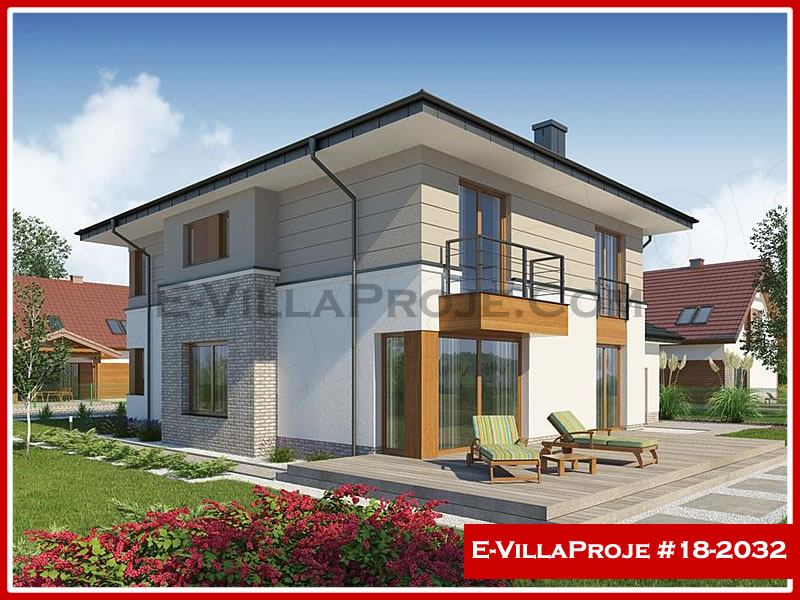 257 m² 2 Katlı (Dubleks) 5+1 Avrupa Çelik Konstrüksiyon Villa (Ev Villa Proje #18 - 2032) Cephe Görünümü ve Kat Planı