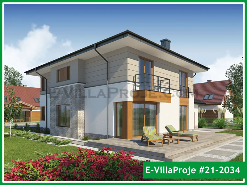 259 m² 2 Katlı (Dubleks) 5+1 Ekonomik Çelik Konstrüksiyon Villa (Ev Villa Proje #21 - 2034) Cephe Görünümü ve Kat Planı