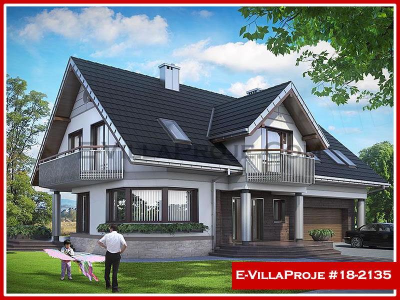 261 m² 2 Katlı (Dubleks) 5+1 Amerikan Çelik Konstrüksiyon Villa (Ev Villa Proje #18 - 2135) Cephe Görünümü ve Kat Planı