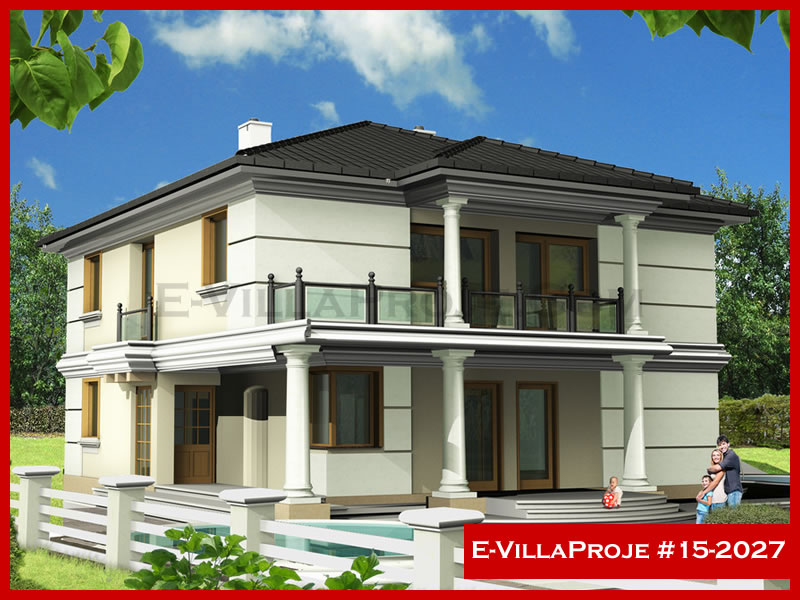266 m² 2 Katlı (Dubleks) 5+1 Modern Çelik Konstrüksiyon Villa (Ev Villa Proje #15 - 2027) Cephe Görünümü ve Kat Planı
