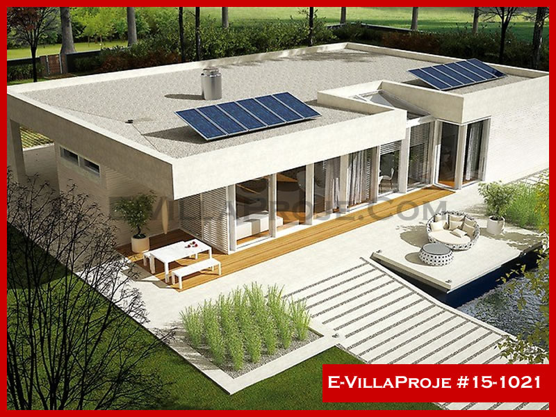 267 m² Tek Katlı 5+1 Taş Çelik Konstrüksiyon Villa (Ev Villa Proje #15 - 1021) Cephe Görünümü ve Kat Planı