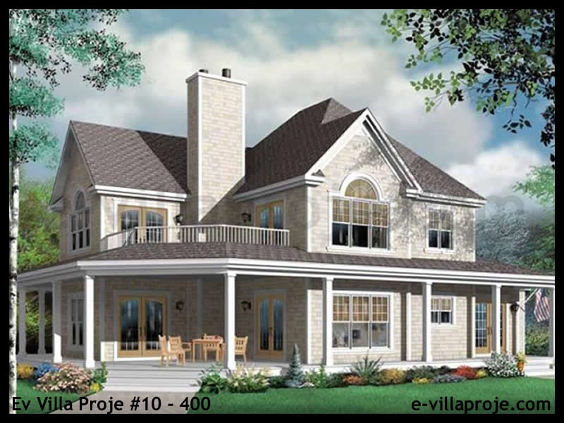 270 m² 2 Katlı (Dubleks) 5+1 Çiftlik Çelik Konstrüksiyon Villa (Ev Villa Proje #10 - 400) Cephe Görünümü ve Kat Planı