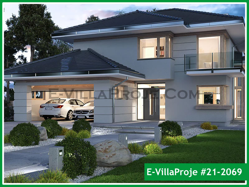 270 m² 2 Katlı (Dubleks) 5+1 Havuzlu Çelik Konstrüksiyon Villa (Ev Villa Proje #21 - 2069) Cephe Görünümü ve Kat Planı