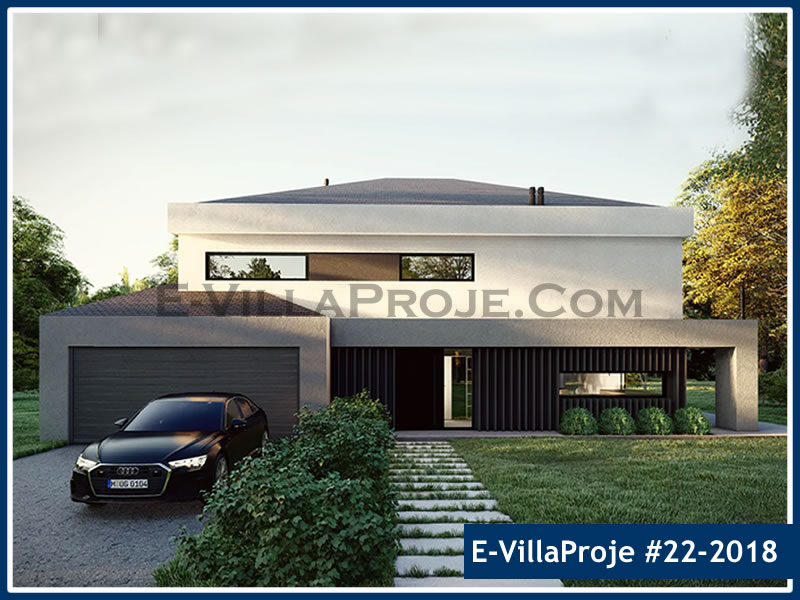 277 m² 2 Katlı (Dubleks) 5+1 Modern Çelik Konstrüksiyon Villa (Ev Villa Proje #22 - 2018) Cephe Görünümü ve Kat Planı