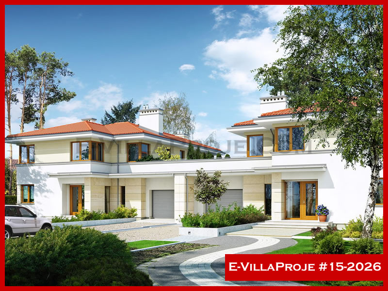 278 m² 2 Katlı (Dubleks) 5+1 Taş Çelik Konstrüksiyon Villa (Ev Villa Proje #15 - 2026) Cephe Görünümü ve Kat Planı