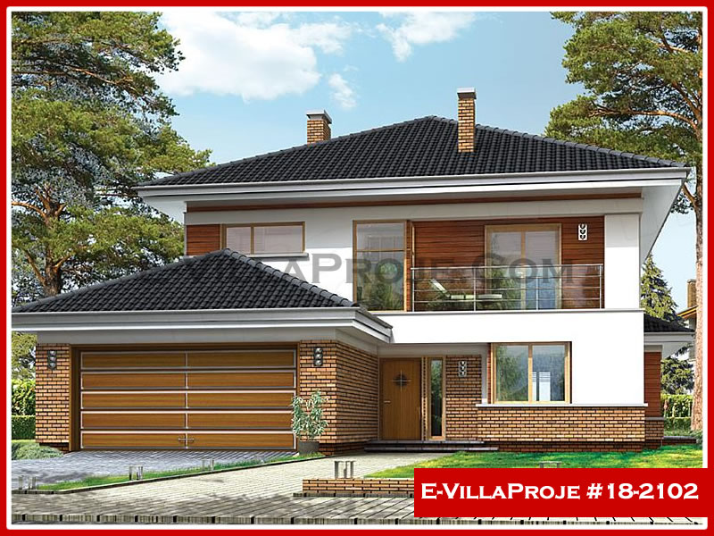 280 m² 2 Katlı (Dubleks) 5+1 Modern Çelik Konstrüksiyon Villa (Ev Villa Proje #18 - 2102) Cephe Görünümü ve Kat Planı