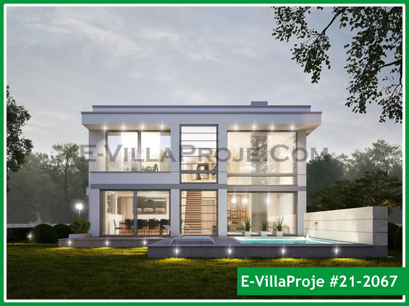 284 m² 2 Katlı (Dubleks) 5+1 Modern Çelik Konstrüksiyon Villa (Ev Villa Proje #21 - 2067) Cephe Görünümü ve Kat Planı