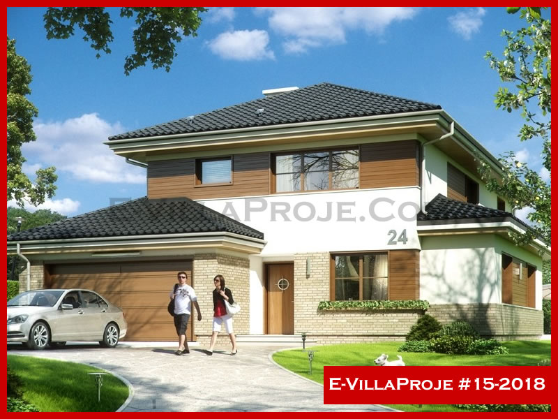 284 m² 2 Katlı (Dubleks) 5+1 Modern Çelik Konstrüksiyon Villa (Ev Villa Proje #15 - 2018) Cephe Görünümü ve Kat Planı