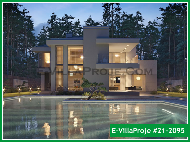 287 m² 2 Katlı (Dubleks) 5+1 Havuzlu Çelik Konstrüksiyon Villa (Ev Villa Proje #21 - 2095) Cephe Görünümü ve Kat Planı