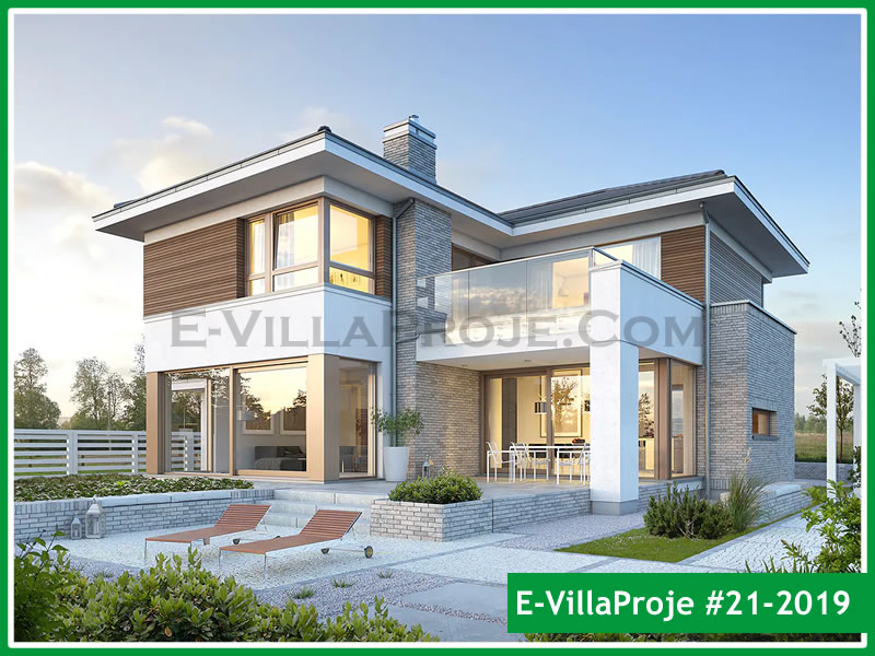287 m² 2 Katlı (Dubleks) 5+1 Modern Çelik Konstrüksiyon Villa (Ev Villa Proje #21 - 2019) Cephe Görünümü ve Kat Planı
