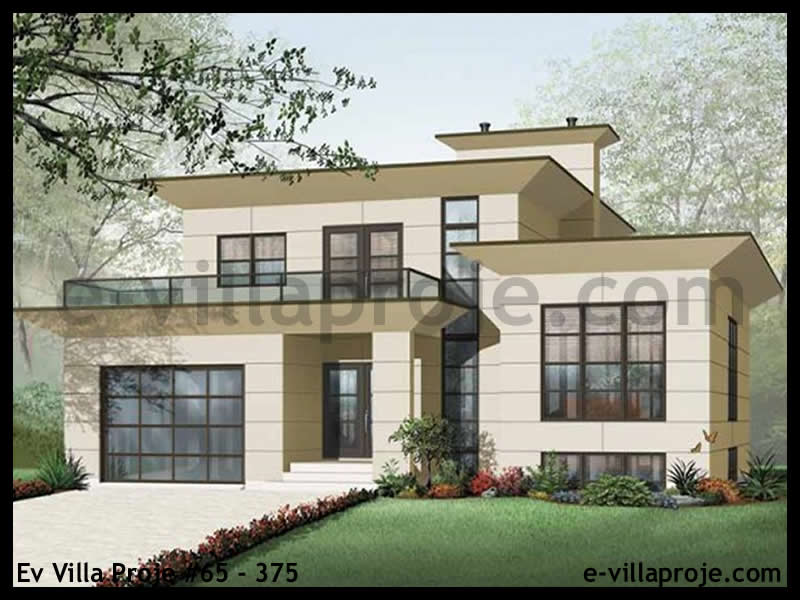 290 m² 2 Katlı (Dubleks) 5+1 Taş Çelik Konstrüksiyon Villa (Ev Villa Proje #65 - 375) Cephe Görünümü ve Kat Planı