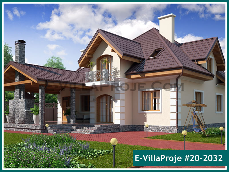 292 m² 2 Katlı (Dubleks) 5+1 Amerikan Çelik Konstrüksiyon Villa (Ev Villa Proje #20 - 2032) Cephe Görünümü ve Kat Planı