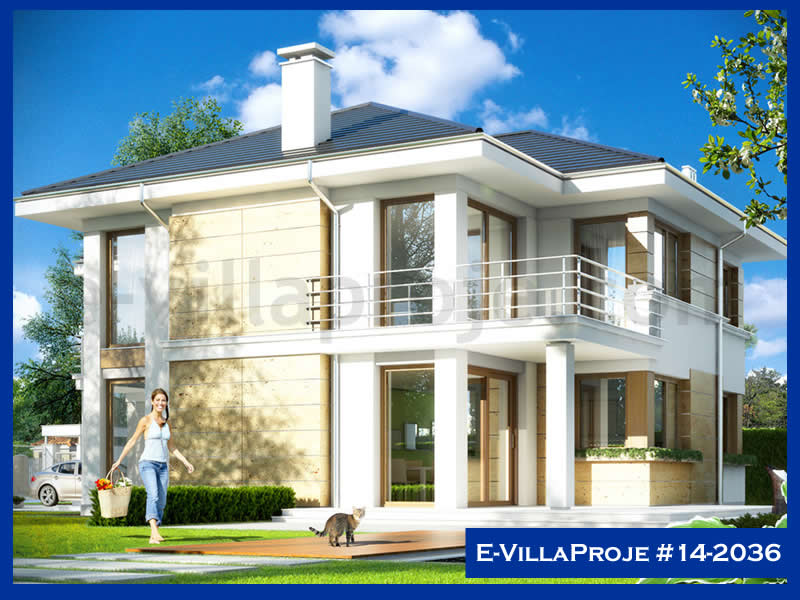 295 m² 2 Katlı (Dubleks) 5+1 Modern Çelik Konstrüksiyon Villa (Ev Villa Proje #14 - 2036) Cephe Görünümü ve Kat Planı