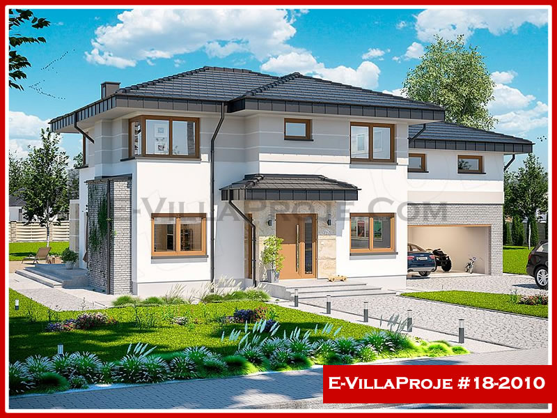 297 m² 2 Katlı (Dubleks) 5+1 Modern Çelik Konstrüksiyon Villa (Ev Villa Proje #18 - 2010) Cephe Görünümü ve Kat Planı