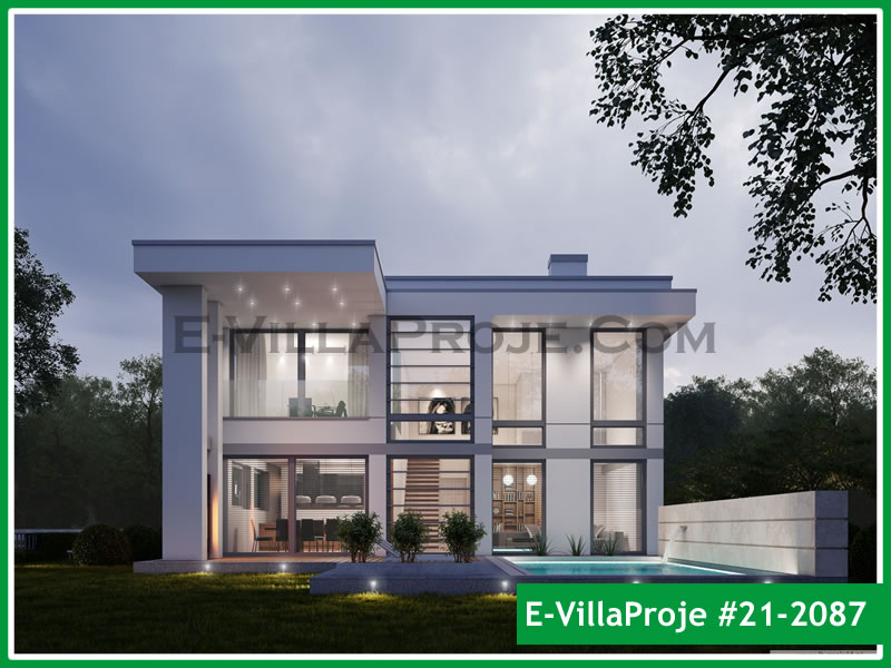 300 m² 2 Katlı (Dubleks) 5+1 Havuzlu Çelik Konstrüksiyon Villa (Ev Villa Proje #21 - 2087) Cephe Görünümü ve Kat Planı
