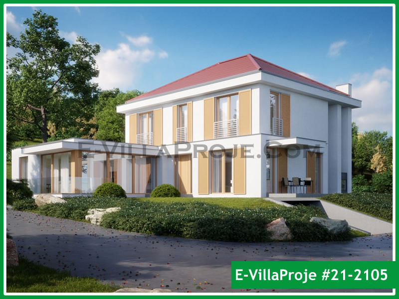 311 m² 2 Katlı (Dubleks) 5+1 Amerikan Çelik Konstrüksiyon Villa (Ev Villa Proje #21 - 2105) Cephe Görünümü ve Kat Planı