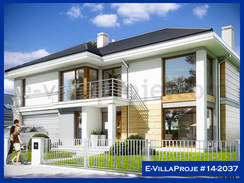 311 m² 2 Katlı (Dubleks) 5+1 Modern Çelik Konstrüksiyon Villa (Ev Villa Proje #14 - 2037) Cephe Görünümü ve Kat Planı