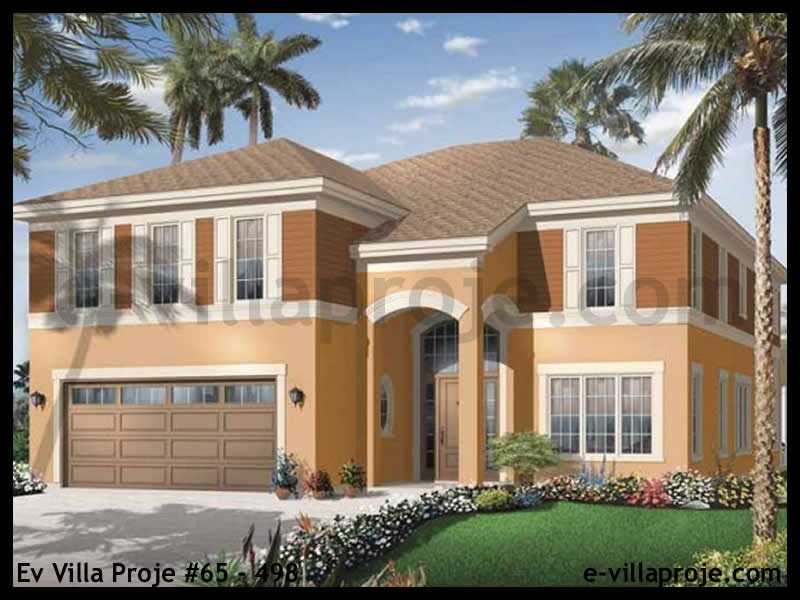 316 m² 2 Katlı (Dubleks) 5+1 Akdeniz Çelik Konstrüksiyon Villa (Ev Villa Proje #65 - 498) Cephe Görünümü ve Kat Planı