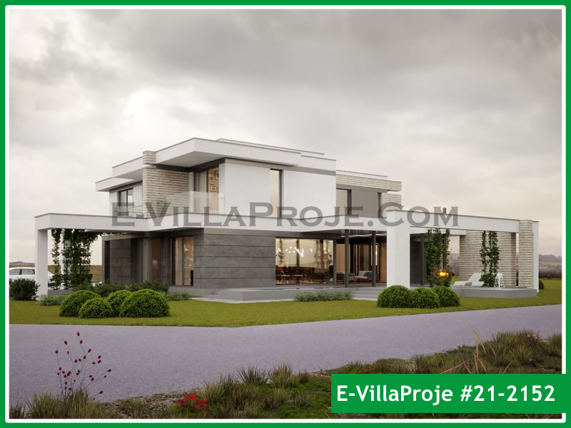 316 m² 2 Katlı (Dubleks) 5+1 Modern Çelik Konstrüksiyon Villa (Ev Villa Proje #21 - 2152) Cephe Görünümü ve Kat Planı