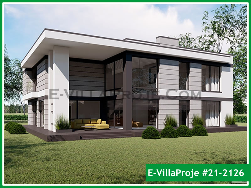319 m² 2 Katlı (Dubleks) 5+1 Modern Çelik Konstrüksiyon Villa (Ev Villa Proje #21 - 2126) Cephe Görünümü ve Kat Planı